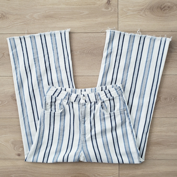 H&M Ankle Length Twill Pants blue white size 8 - Picture 6 of 10